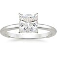 thumbnail image 2 of HeartsAndYou 2ct Princess Cut Moissanite Engagement Ring for Women 18k White Gold over Silver Classic Solitaire, 2 of 5