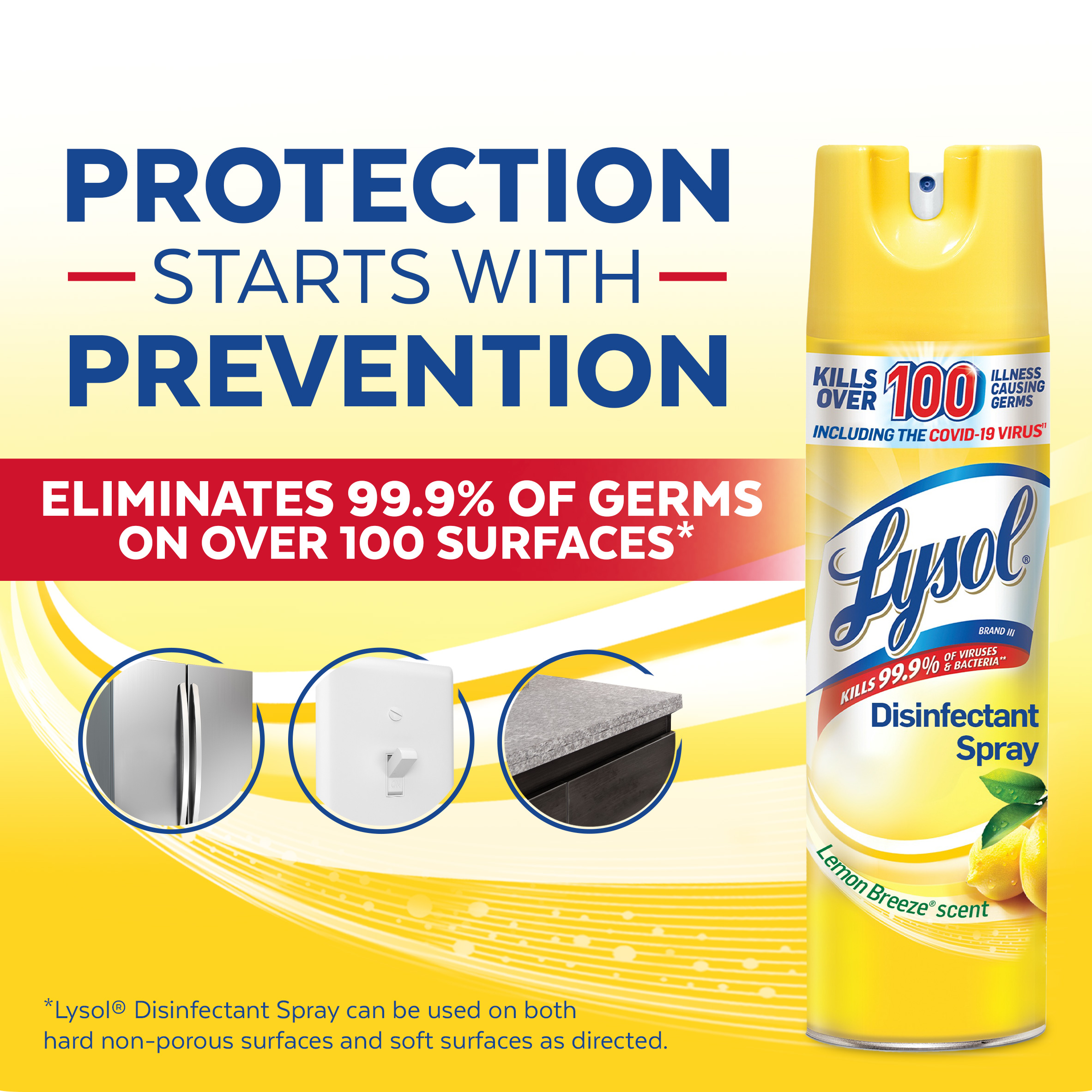 Lysol Disinfectant Spray, Lemon Breeze, 19oz, Tested and Proven to Kill COVID-19 Virus, Packaging May Vary​ - image 5 of 9