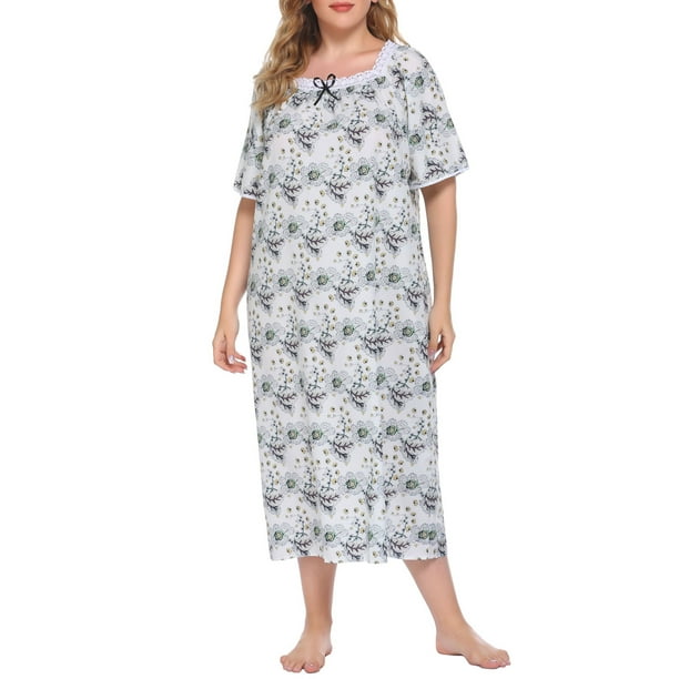 Vestido de tumbona para mujer, camisones sueltos de talla grande Vintage, pijamas para descansa Abanopi Vestido