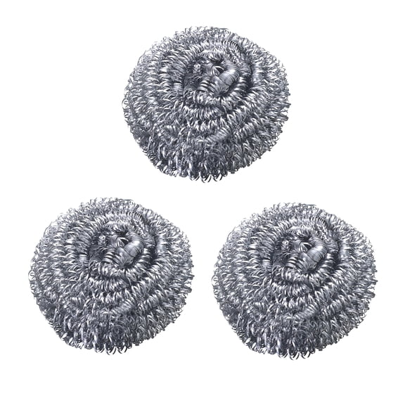 ACDANC 3Pcs Scouring Pad Sponges Stainless Steel Scrubber Bulk Steel Wool Scrubber Metal Sponge Wire Scouring Pad with Fine Wire Mesh Wool Dish Scrubbers Pads (Silver,2.4x2.4x1.2")