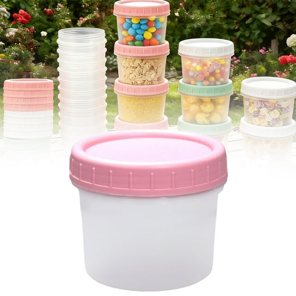 1 Pack 200Ml Plastic Containers With Lids, Small Food Storage Containers, Reusable Freezer Storage Containers With Twist Top Lids, Leakproof, Bpa Free, Microwave & Dishwasher Safe Takeout Container