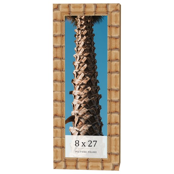 8x27 Frame Beige Real Wood Picture Frame Width 3 inches | Interior Frame Depth 0.5 inches | Natural