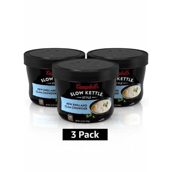 Campbell's Slow Kettle New England Clam Chowder (3-Pack) 15.5 oz. Tub