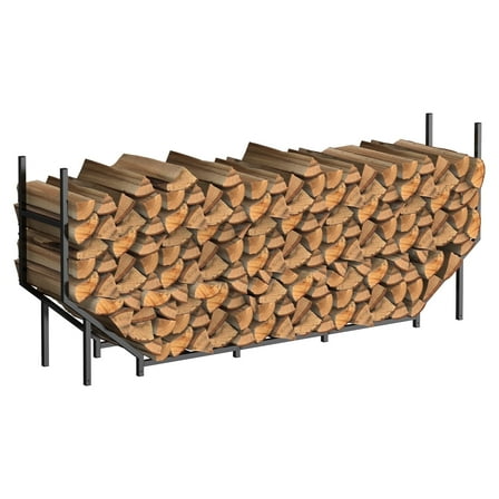 Firewood Rack 6.0ft U Shape Heavy Duty Metal Stand, Adjustable with Stacker Lumber Organizer Bottom Widening Carrier Tool, for Indoor Outdoor Deck Patio Fireplace Logs Storage, Black