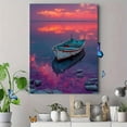 thumbnail image 4 of Minimal Lone Boat Sunset Canvas Print, Tripline Landscape Art, Multi-Room Cafe Hotel Bathroom Wall Decor, 4 of 8