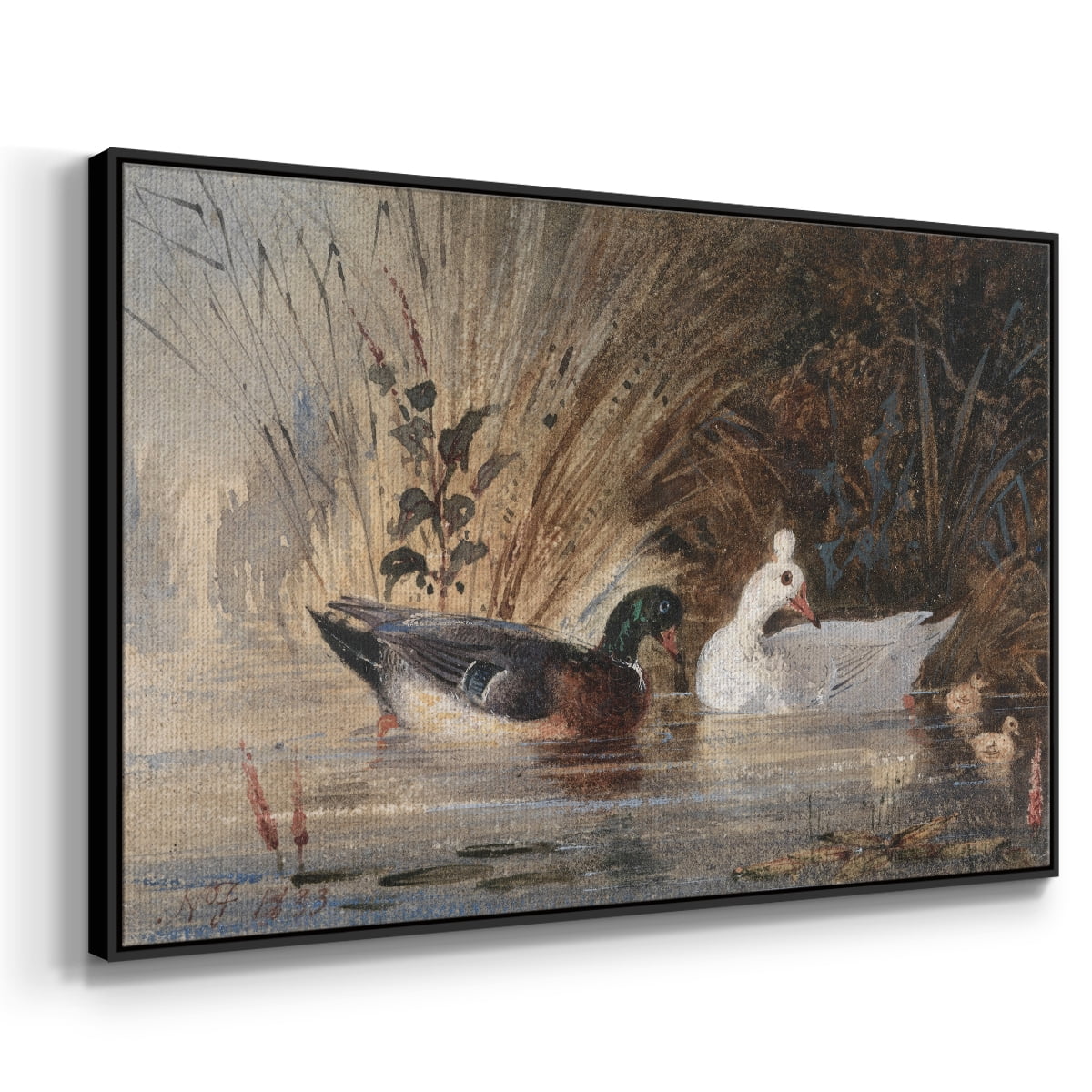 Vintage Animal Print-XVIII By Wexford Home Framed in Black Wood Gallery Wrapped Canvas 25 in. x 37 in.