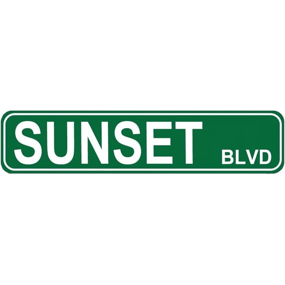Sunset BLVD Street Sign, Quality Metal Sign, Sunset BLVD Sign Novelty Sign for Farm House Garage Wall Decor Tin Sign 16 x 4 Inch