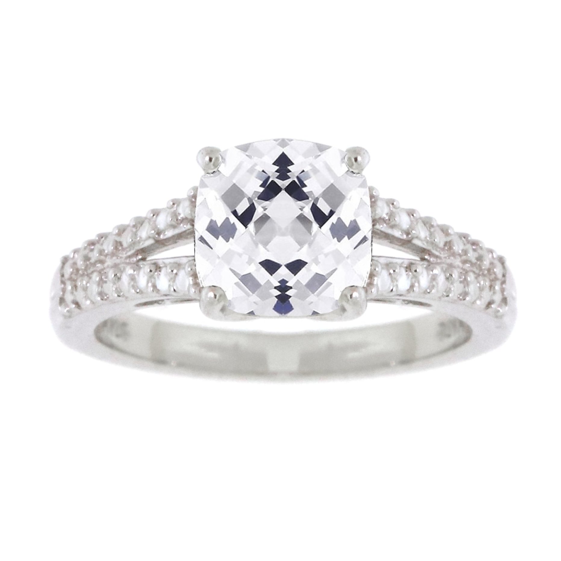 Brilliance 925 Sterling Silver with Diamond accent Cushion 3pcs Set