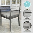 thumbnail image 4 of Martha Stewart Indoor-Outdoor Stackable Patio Dining Armchair with Gray Brushed Woodgrain Aluminum Finish and Gray All-Weather Seat Cushion, 4 of 13