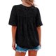 thumbnail image 3 of VISgogo, camisetas de gasa de verano para mujer, camisetas de manga corta acampanadas informales holgadas de encaje de Color sólido, ropa de calle para el día a día VISgogo  moda, 3 of 4