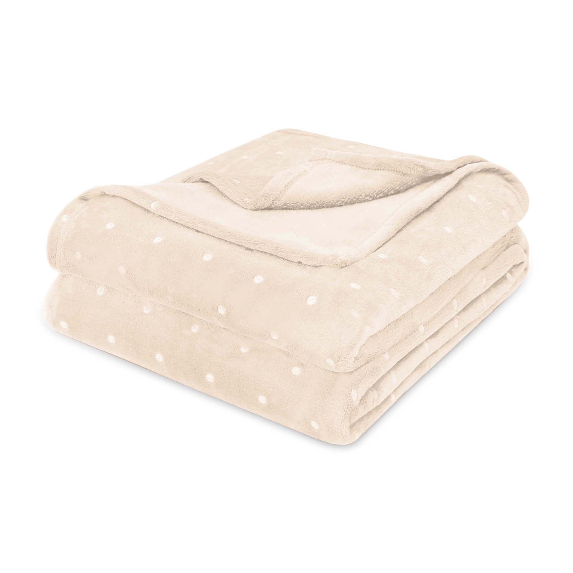 Superior Fleece Plush Fluffy Soft Blanket, Polka Dot Linen, Throw XL