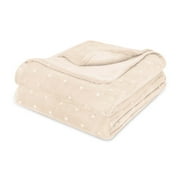 Superior Fleece Plush Fluffy Soft Blanket, Polka Dot All Season Blankets, King, Linen