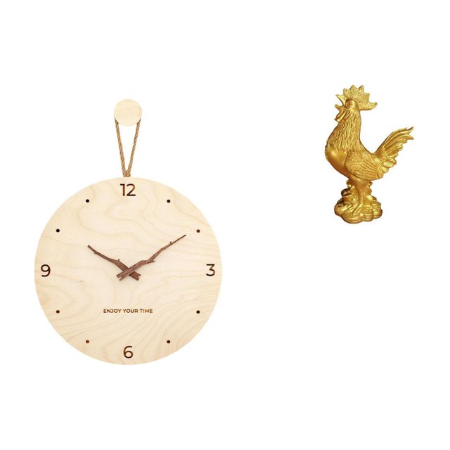 Reloj de pared,Reloj de pared decorativo para sala de estar,silencioso,Reloj de pared de madera con decoración moderna,Escultura de pollo,Escultura de pollo,decoración del hogar,figura de gallo