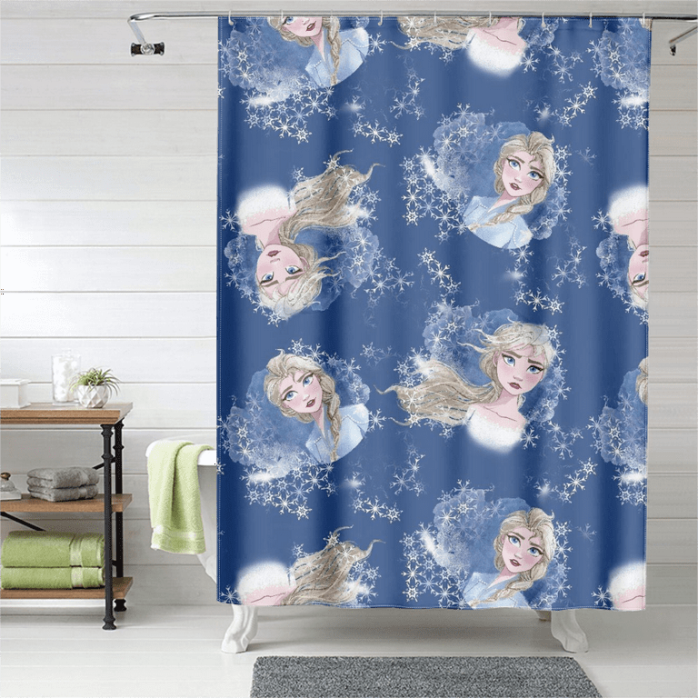 Frozen Shower Curtain, Nylon Shower Curtain Waterproof Shower Shower Curtan  Hooks Kids Bathroom Set