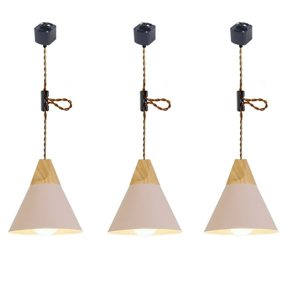 JLOWCO Adjustable Height Track Lighting Hanging Pendant Light H Type Kitchen Pendant Lighting Over Island 3 Pack Pink Kitchen Lighting (LED Bulb Include)