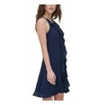 thumbnail image 3 of KENSIE Womens Navy Ruffled Zippered Cut Out Lined  Gold-tone Hardwar Sleeveless Halter Short Evening Fit + Flare Dress 6, 3 of 4