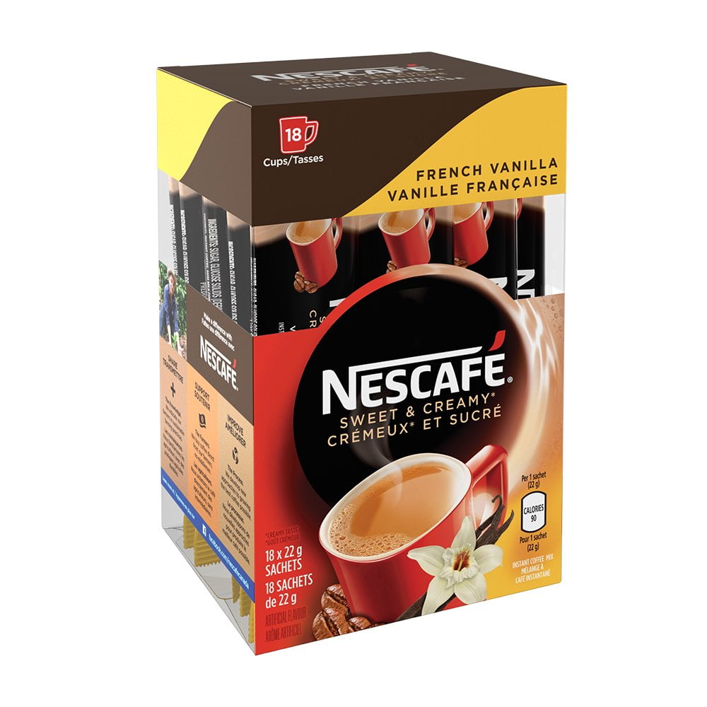 NESCAFÃ‰ Sweet & Creamy French Vanilla, Instant Coffee Sachets, 18x22g (18 Cups)