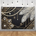 thumbnail image 2 of 1920S Roaring Great Backdrop Feather Pearl Deco Luxury Black Gold Photography Background Birthday Wedding Dance Prom Masquerade Mardi Gras Carnival Party Banner Photo Booth, 2 of 4