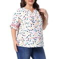 thumbnail image 4 of Agnes Orinda Women's Plus Size Blouses Pin Dots V Neck Ruffle Short Sleeve Spring Summer Boho Tops 3X Colorful Polka Dots, 4 of 6