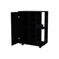 thumbnail image 2 of Modern Black Bar Cart with Cabinet Cubbies and Shelves for Kitchen and Living Room Storage, 2 of 6