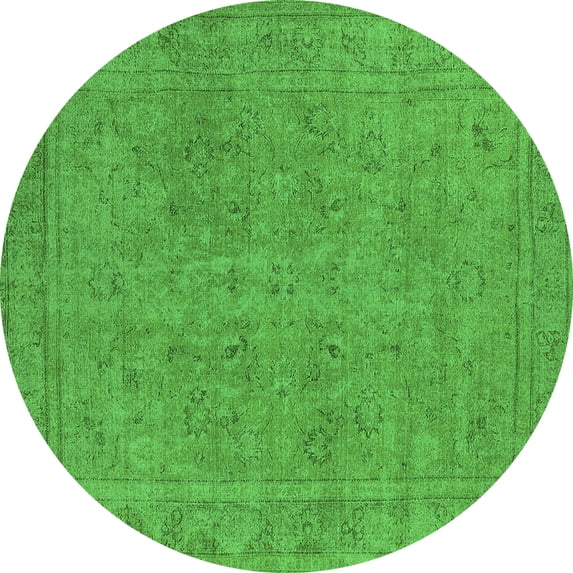 Ahgly Company Indoor Round Oriental Green Industrial Area Rugs, 5' Round