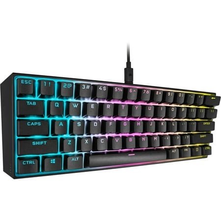 CORSAIR - K65 RGB Mini Wired 60% Mechanical Cherry MX SPEED Linear Switch Gaming Keyboard with PBT Double-Shot Keycaps - Black