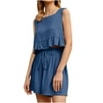 thumbnail image 2 of TrendVibe365 Women's Lounge Sets Solid Color Ruffle Croped Crewneck Sleeveless Tank Top and Shorts Comfy Trendy Pajamas Lounge Set Loungewear Summer Outfits, 2 of 6