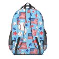 thumbnail image 3 of Baseballs and American Flags Blue Pattern Backpack for School, Cute School Bag with Adjustable Shoulder Straps and Padded Back, 16.9"x12.6"x5.9", 3 of 5