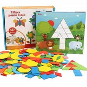 Thinsont 250pcs Wooden Geometric Tangram Jigsaw Board Toy Baby Early Educational Learning Toys For Children Game