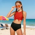thumbnail image 2 of UAYOTSE Girls Swimsuit Solid Color Block Adjustable Straps Teen Girl Bikini Set Kids Bathing Suits for Girls,Sizes 5-6 Years, 2 of 9