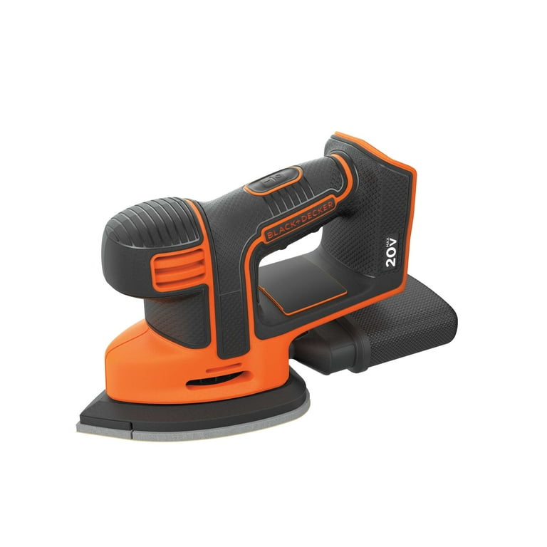 BLACK+DECKER 20V MAX Orbital Sander, Cordless, 12,000 OPM, 2 Sandpaper  Sheets, Battery and Charger Included (BDCRO20C)