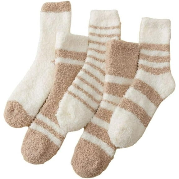 5 Pairs Womens Fuzzy Socks Warm Cute Ankle Socks Winter Cozy Fluffy Socks Sleep Slipper Cozy Socks