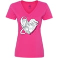 thumbnail image 3 of Inktastic Lung Cancer Awareness White Ribbon Around Heart Women's V-Neck T-Shirt, 3 of 5