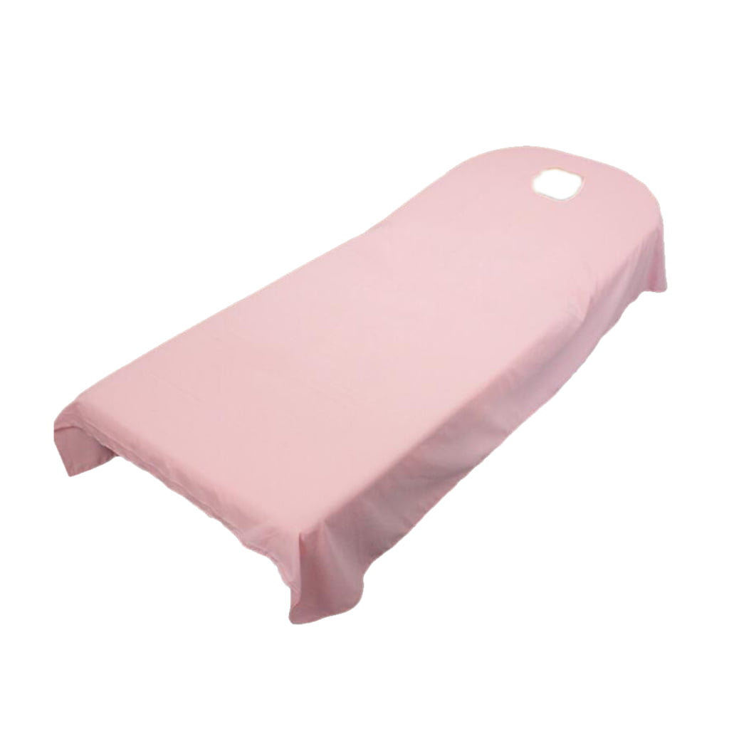 Toweling Couch Cover Massage SPA Table Bed Sheet With Face Breath Hole Pink