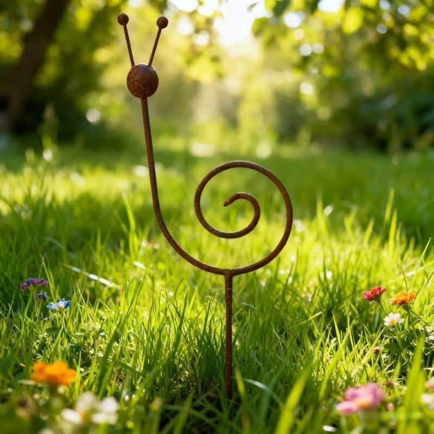 Rusty Metal Snail Garden Stake, 34.6 Inch Yard Art Sculpture, Outdoor Lawn Ornament for Patio, Porch, Backyard Decor(1 Pc)