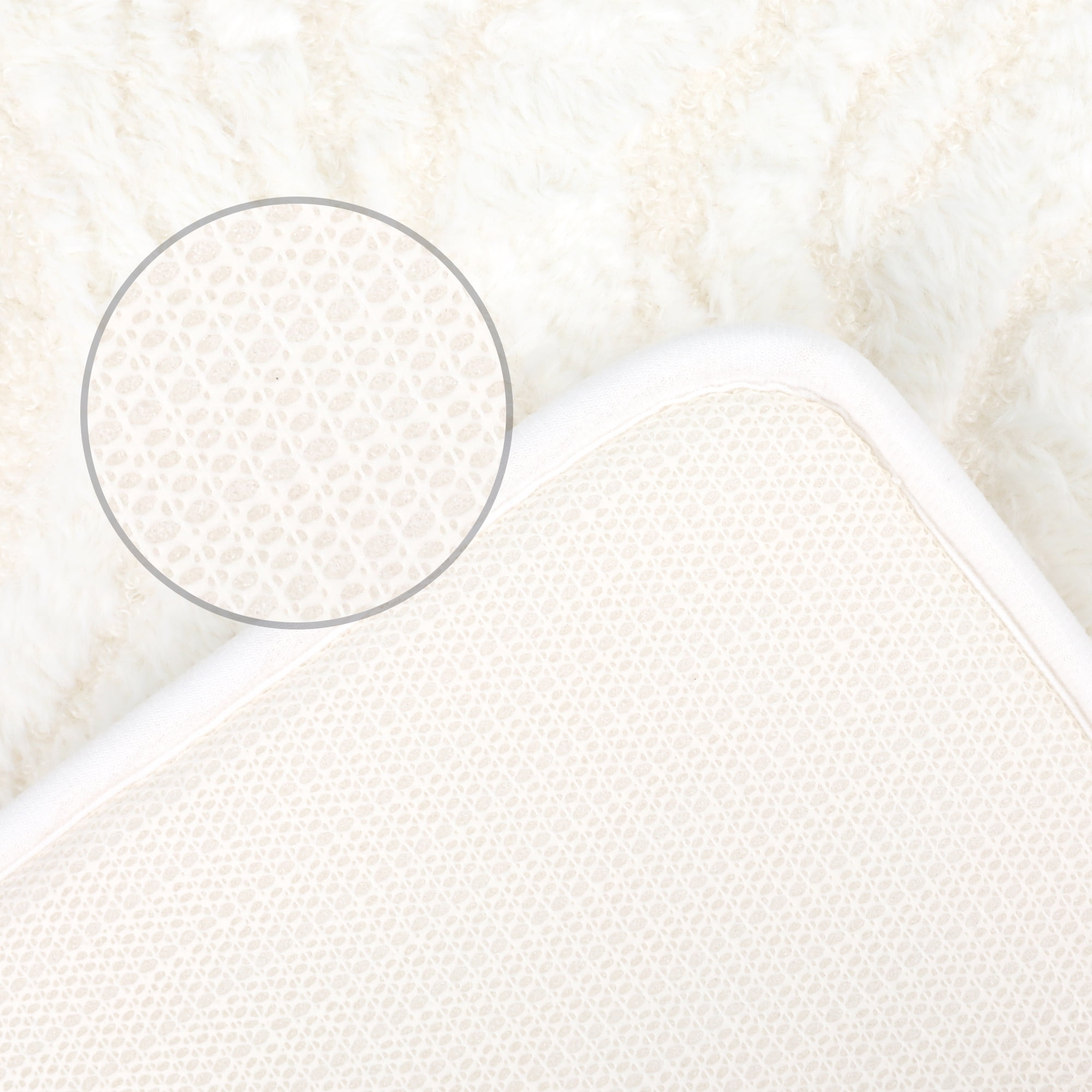 Unique Bargains Wave Pattern Bath Mat Soft Absorbent Non-Slip Bath Rugs Beige 20" x 32"