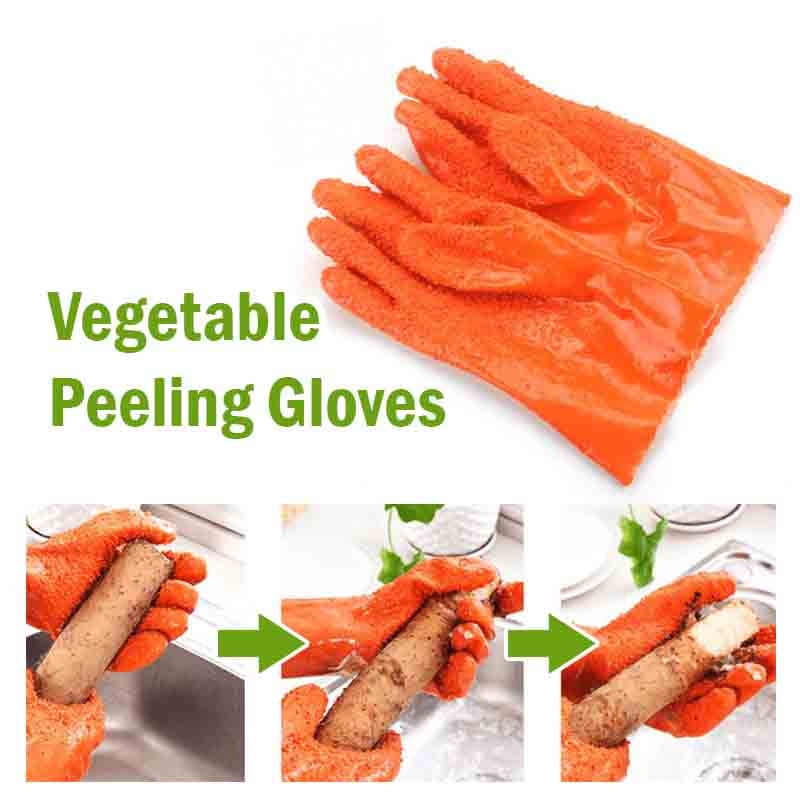 99AMZ Kitchen Peeling Gloves 1 Pair Waterproof Non-slip Potato Peel Vegetable Fish Scale Remove Gloves Dish Washing Multi-functional Cleaning Gloves Household Kitchen Cleaning Tool Hot Pink 