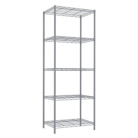 Home Basics Steel Wire Shelf with 5 Tiers, Gray