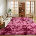thumbnail image 3 of Janvonne 6x9 Fluffy Area Rug for Bedroom, Modern Shaggy Carpets Fuzzy Rug for Teens Dorm Home Decor Aesthetic, Heavy Duty Non Slip, Tie-dye Dark Red, 3 of 8