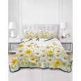thumbnail image 2 of Quilts Twin Size Bedding Set, Yellow White Daisy Lightweight Quilted Comforter, Farmhouse Garden Flowers Blossom Soft Reversible Bedspread Coverlet with Pillow Covers for All Season, 68" x 86", 2 of 7
