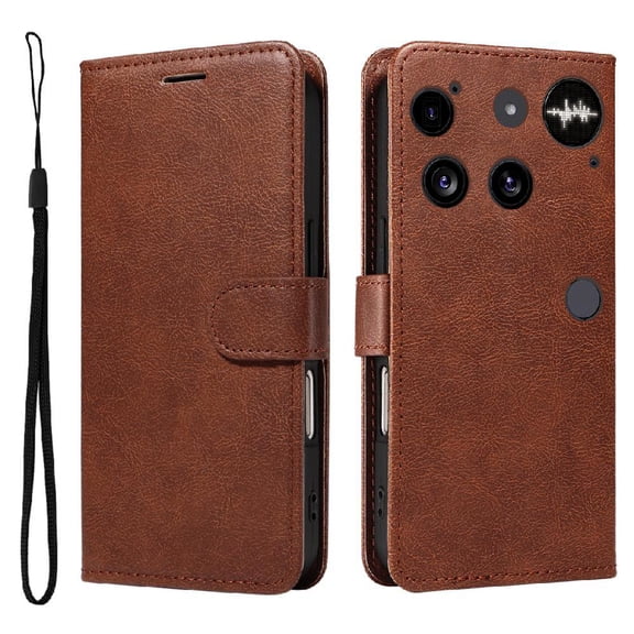 Wallet Case for Nothing Phone 3 Flip Cover with Card Slots, Magnetic Stand & Strap Brown