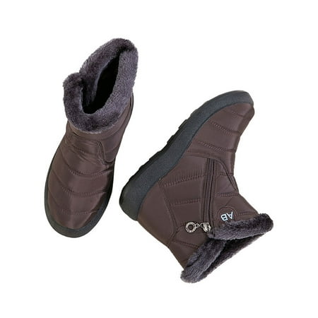 

Crocowalk Womens Ankle Bootie Snow Boots Furry Lined Short Boots Side Zip up Winter Warm Shoes