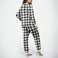 thumbnail image 5 of Mifsaly Womens Pajama Set Plaid Fuzzy Fleece Warm Pjs 2 Piece Long Sleeve Crewneck Thermal Sleepwear High Waist Cozy Pants with Pockets Lounge Matching Outfits Winter Homewear, 5 of 5