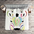 thumbnail image 2 of Ambesonne Zebra Quilted Coverlet 3 Pcs, Colorful Exotic Funny, King Size, Multicolor, 2 of 2