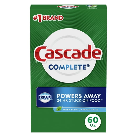 Cascade Complete Powder Dishwasher Detergent, Fresh Scent, 60 ounces