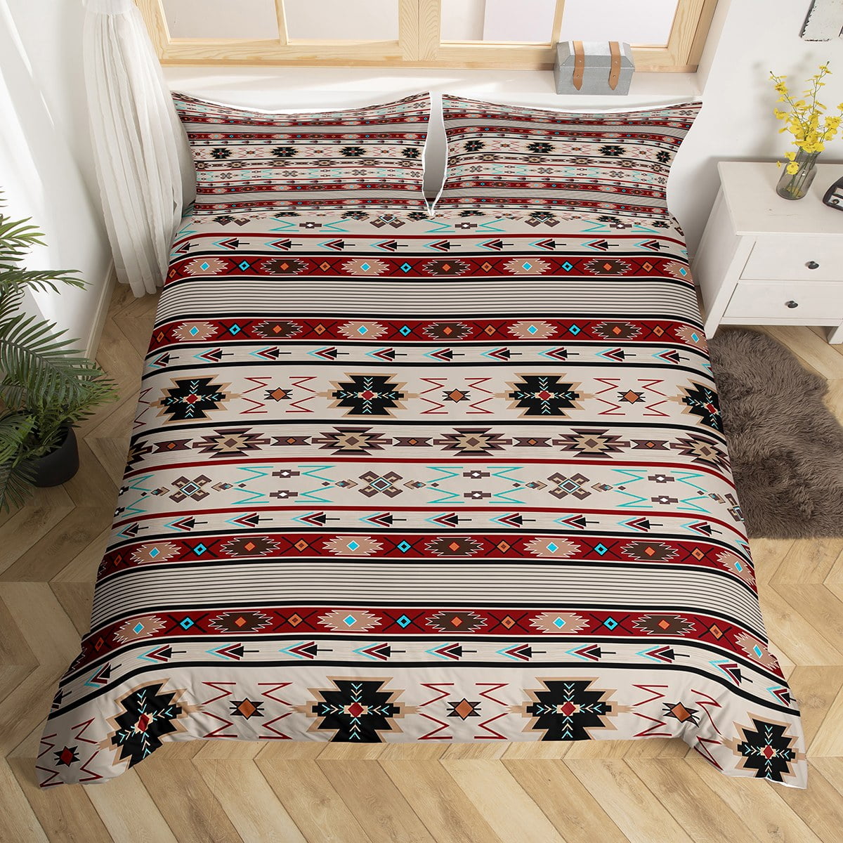 Ethnic Tribal Arrow Comforter Cover Geometry Aztec Duvet Cover,Western