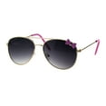 thumbnail image 2 of Girls Kids Size Ribbon Jewel Trim Pilots Metal Rim Sunglasses Gold Pink Smoke, 2 of 4