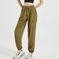 thumbnail image 2 of SWSMCLT Women's High Waisted Pants Jogger Comfy Drawstring Workout Summer Lightweight Sweatpants Joggers Gym Long Baggy Army Green X-Large, 2 of 4
