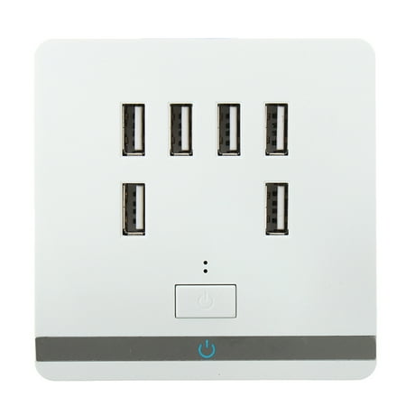 Switch Plate Plug CE Certificate 3.4A 6 Port Smart USB Charger Wall Plate Plug Outlet Socket Electrical Switch Outlet with ON/OFF Switch CE Certificate Fast Charging For Cellphone Tablet MP3 ()