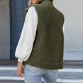 thumbnail image 4 of Black and Friday Clothing Sales Idoravan Womens Fleece Sleeveless Jacket,Women's Solid Color Sleeveless Plush Cardigan Jacket Versatile Button Top Green XL, 4 of 8
